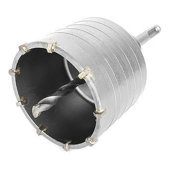 Комплект: свердло корончасте по бетону 75 мм + перехідник SDS Plus 100 мм INTERTOOL SD-7075