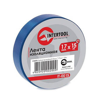 Стрічка ізоляційна, 17 мм * 15 м * 0.15 мм, синя INTERTOOL IT-0015
