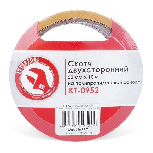 Скотч двухсторонний 50 мм*10 м на полипропиленовой основе INTERTOOL KT-0952 - фото 1 - id-p1300656244