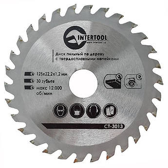 Диск пильний по дереву з твердосплавними напайками INTERTOOL CT-3013