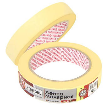 Стрічка малярська (кріп) жовта, ширина 25 мм, довжина 40 м INTERTOOL DM-2540 al