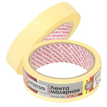 Стрічка малярна (крепп) жовта, ширина 30 мм, довжина 20 м INTERTOOL DM-3020 al