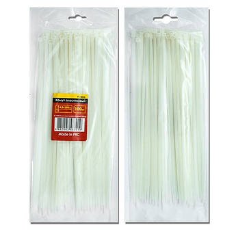 Хомут пластиковий білий (стяжка нейлонова), 2.5x100 мм INTERTOOL TC-2510 al