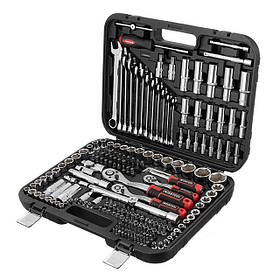 Професійний набір інструментів INTERTOOL ET-8219 з головками 1/2", 3/8" та 1/4", 219 предметів Cr-V STORM pwtl