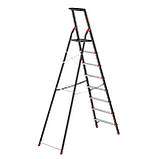 Драбина на 8 сходів, драбина з лотком для інвентарю, стрем'янка висотою 1,7 м INTERTOOL LT-0058 pwtl, фото 2