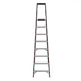 Драбина на 8 сходів, драбина з лотком для інвентарю, стрем'янка висотою 1,7 м INTERTOOL LT-0058 pwtl, фото 3