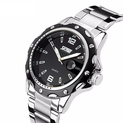 Класичні чоловічі годинники Skmei(Скмей) 0992 S ROBBY STEEL BLACK, фото 2