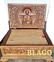 Ковчег для частиц святых мощей деревянный резной, 48х32,5х19 см