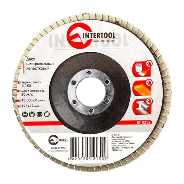 Диск шліфувальний пелюстковий 125 x 22мм зерно K150 INTERTOOL BT-0215 pwtl