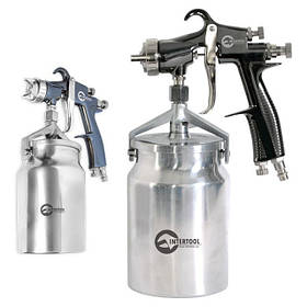 Пневматичний фарборозпилювач HP, форсунка 1.8 мм, нижній металевий бачок 1000мл., 5бар INTERTOOL PT-0140 pwt