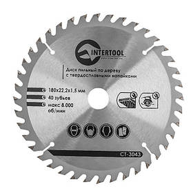 Диск пильний по дереву з твердосплавними напайками INTERTOOL CT-3043 pwt
