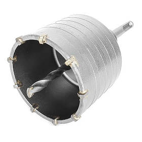 Комплект: свердло корончасте по бетону 75 мм + перехідник SDS Plus 100 мм INTERTOOL SD-7075 pwtl