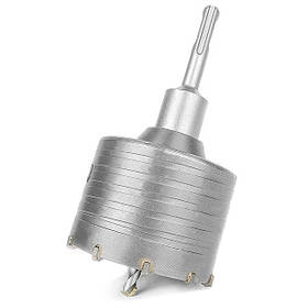 Комплект: сверло корончате по бетону 80 мм + перехідник SDS Plus 100 мм INTERTOOL SD-7080 pwtl