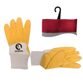 Рукавичка х/б трикотаж покрита нітрилом на долоні 9" (жовта) (120пар/ясть) INTERTOOL SP-0109W