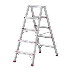 Стрем'янка з алюмінію, двостороння, 5 сходинок, висота 1100мм INTERTOOL LT-1105 pwtl