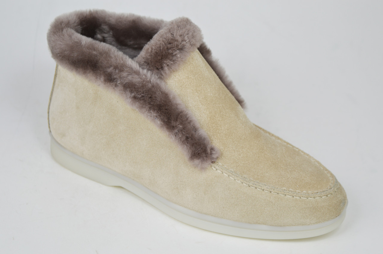 Черевики з хутром Evromoda 484 36 Бежеві замші