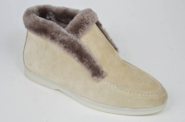 Черевики з хутром Evromoda 484 36 Бежеві замші, фото 1