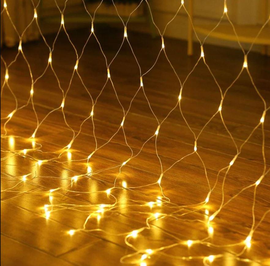 Гірлянда RD-7162 Сітка 120LED 1,5x1,5м Провід-Білий, Колір ламп-Теплий (100)