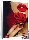 Алмазна вишивка пристрасні губи 30х40 см, повна викладка, квадратні стрази, фото 3