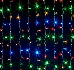 Гірлянда зовнішня карниз 180 led RGB світло 5м Миготіння (чорний дріт) послідовне з'єднання, фото 3