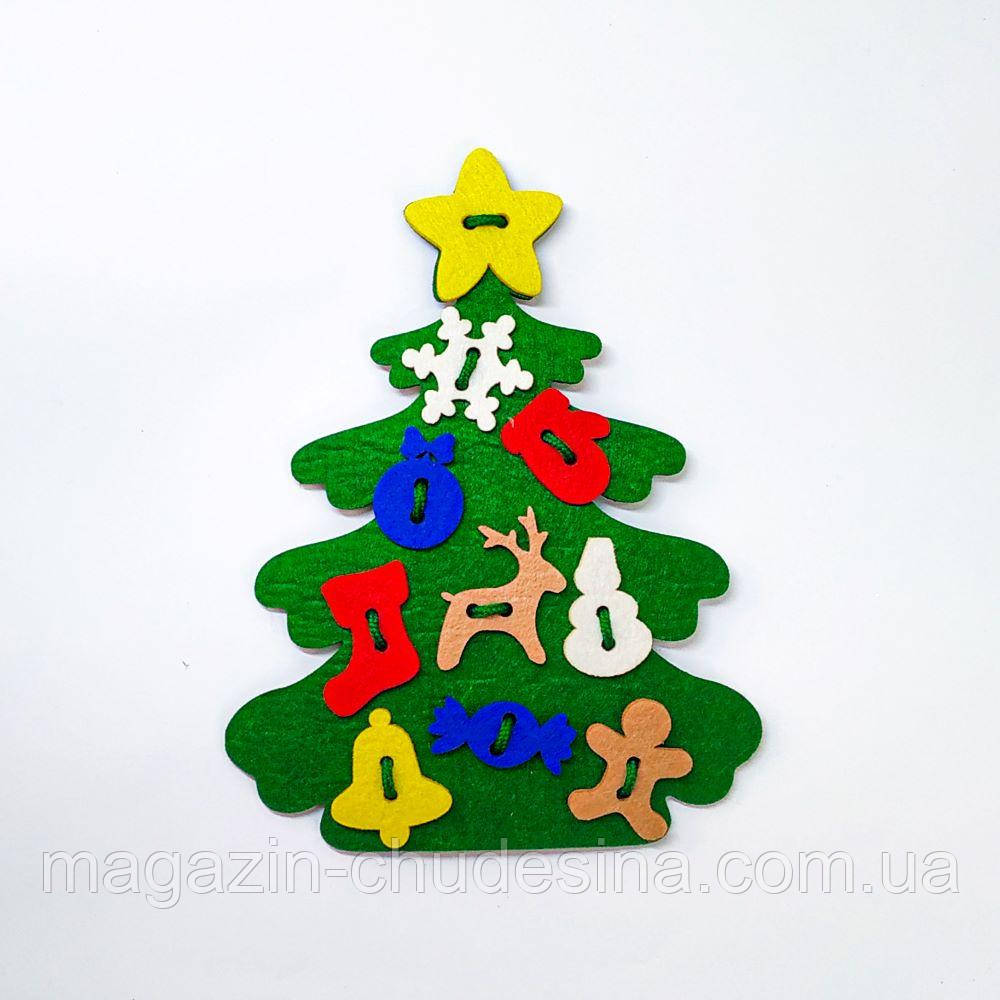 Дитяча розвивальна іграшка шнурівка "Новорічна ялинка", фото 1