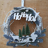 Засныжений Новорічний, Різдвяний віночок на двері 42 см