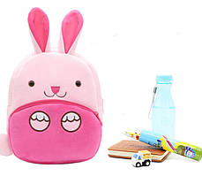 Рюкзак дитячий Кролик Фліп до садочку плюшевий для малюка рожевий м'який велюр маленький 3 роки