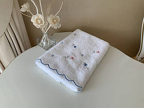 Рушник для обличчя махровий Laura Home -1 шт 50x90 Flower (білий)
