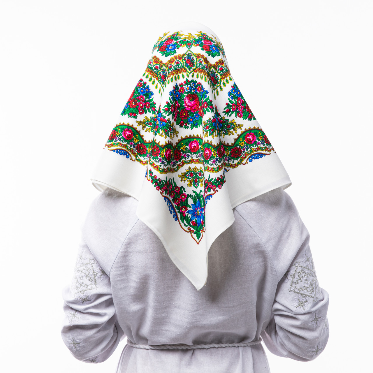 Японська вовняна хустка 75х75см Біла, фото 1