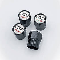Захисні ковпачки на ніпеля AUDI (Ауді) 4 шт Білий фон Червона напис Чорні, фото 5