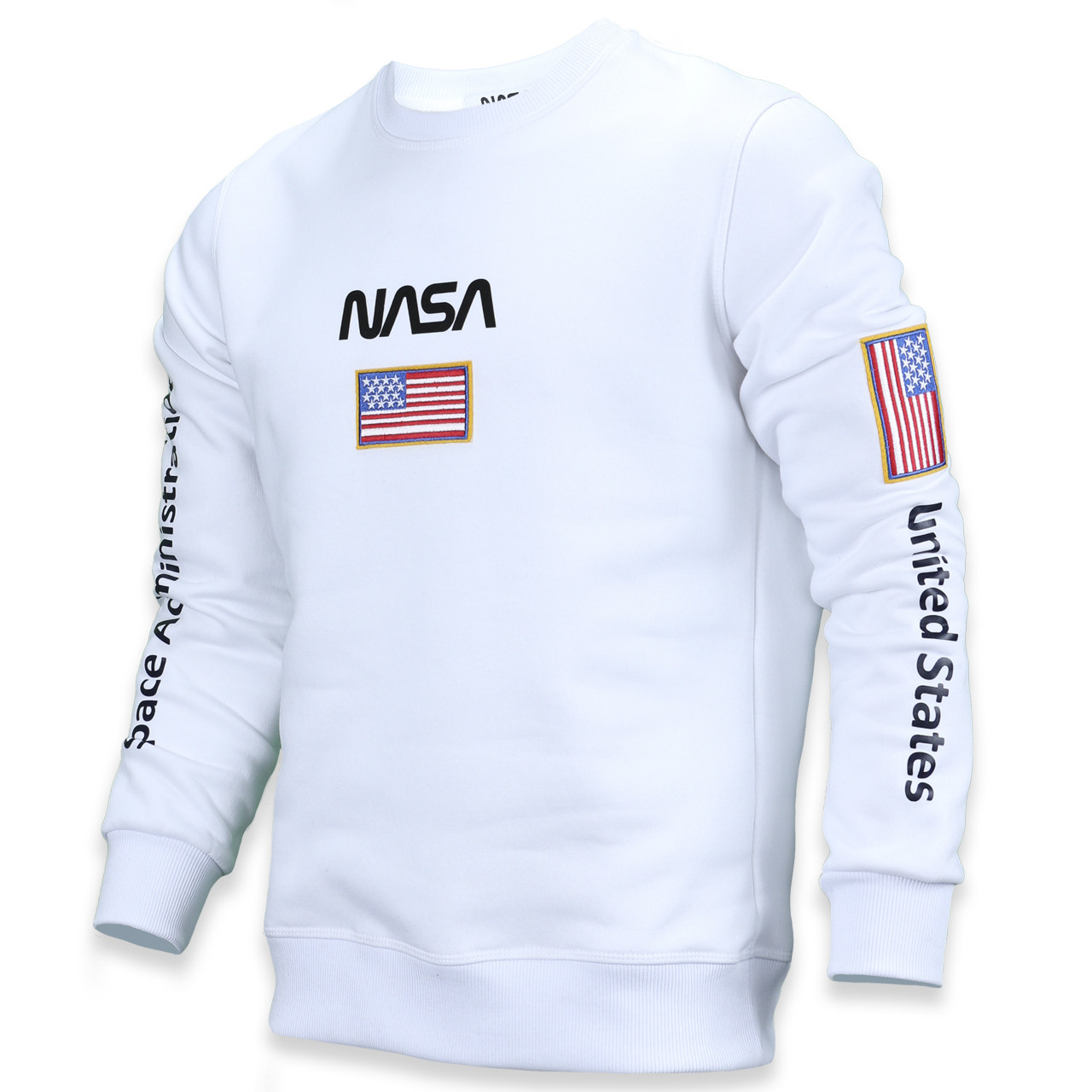 Світшот осінь-зима чоловічий білий NASA No5 патч, рис на рукавах WHT XXL (Р) 20-522-003-003