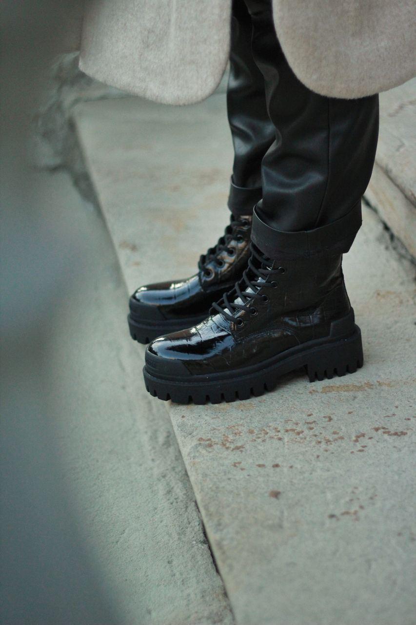 Черевики Баленсіага для дівчат. Жіночі черевики чорні Balenciaga Boot Snakeskin. Модні боти для дівчат, фото 1