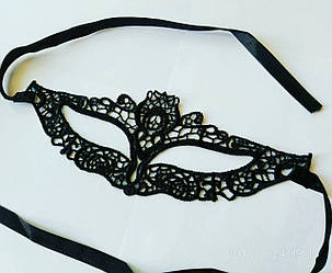 Венеціанська ажурна маска Чорна 10013