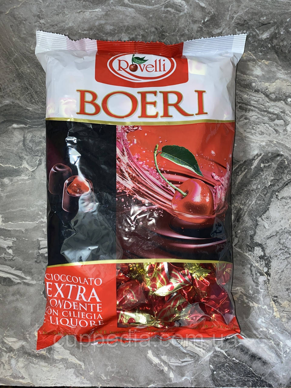 Цукерки Rovelli Boeri з чорного шоколаду та вишні в лікері, 1000 гм