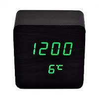 Часы настольные электронные с зеленой подсветкой и термометром VST 872 Black