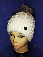 Шапка з бубоном ЗИМА жіноча та підліткова 6117