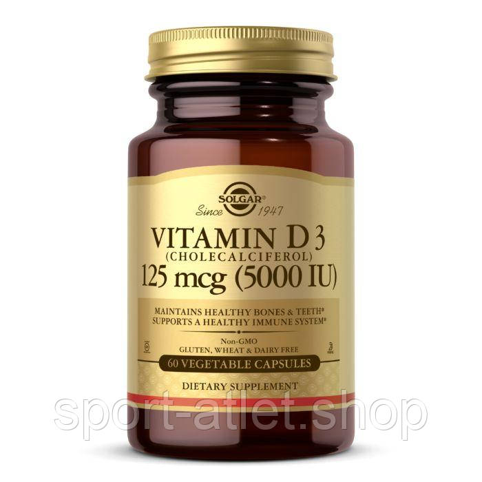 Вітаміни та мінерали Solgar Vitamin D3 125 mcg, 60 вегакапсул
