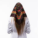 Японська вовняна хустка 75х75см Коричнева, фото 2