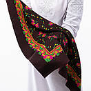 Японська вовняна хустка 75х75см Коричнева, фото 3