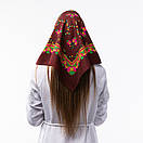 Японська вовняна хустка 75х75см Бордова, фото 2