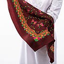 Японська вовняна хустка 75х75см Бордова, фото 3