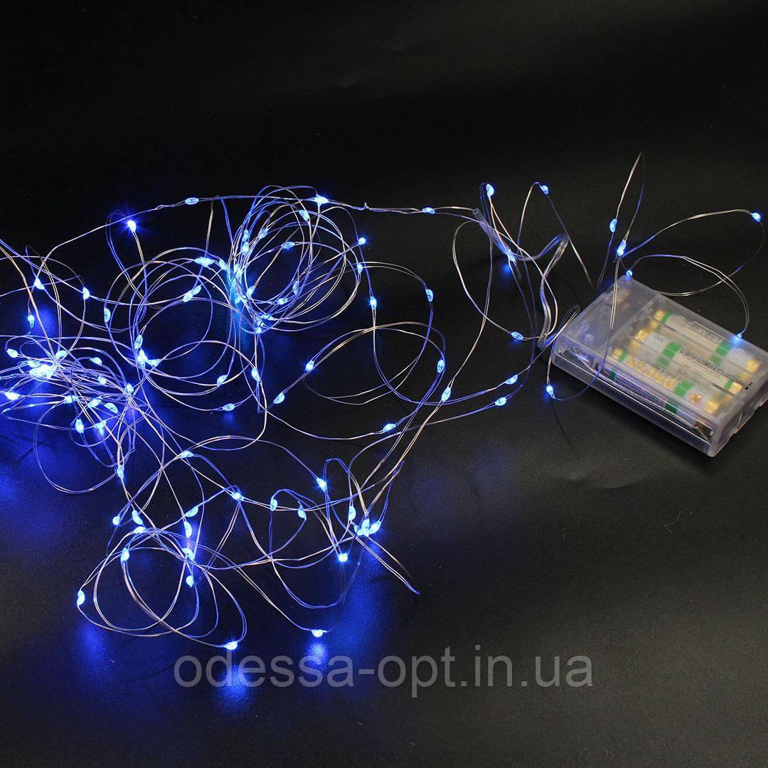 Xmas гірлянд 200 Led (Copper) на мідному дроті (Крапля роси) B Синя від батарей + USB