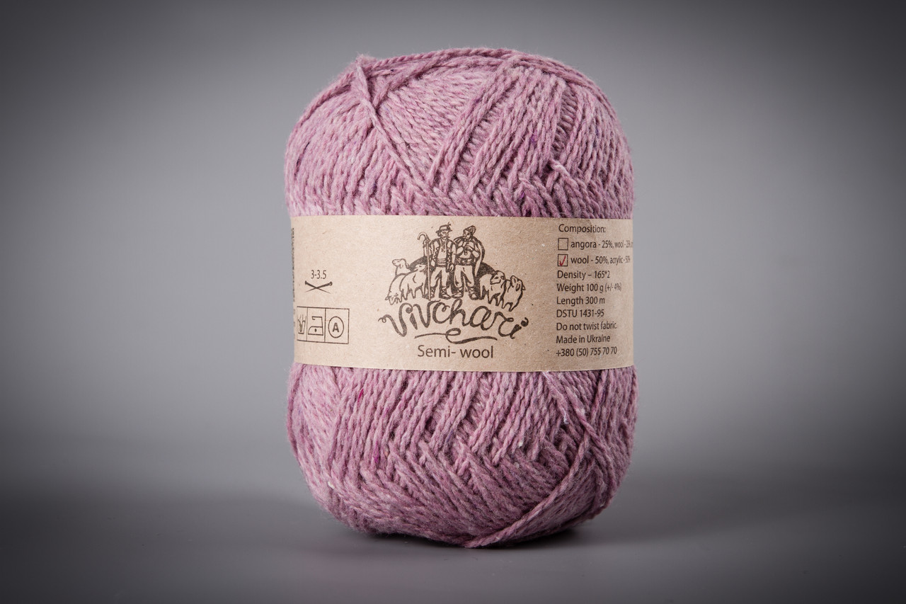 Пряжа напіввовняна Vivchari Semi-Wool, Color No.401 бузковий