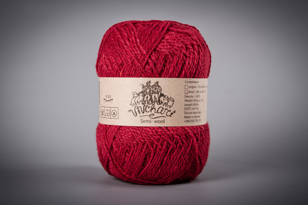 Пряжа напіввовняна Vivchari Semi-Wool, Color No.403 червоний