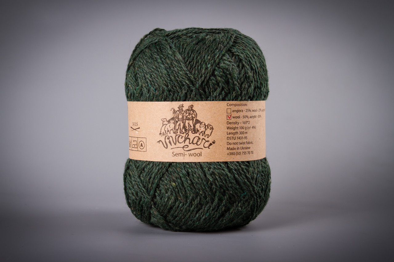 Пряжа напіввовняна Vivchari Semi-Wool, Color No.407 болотний