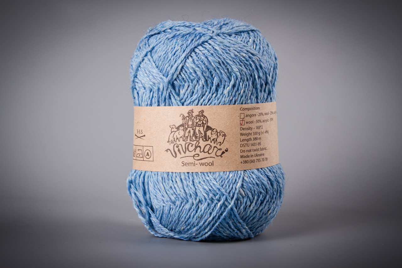 Пряжа напіввовняна Vivchari Semi-Wool, Color No.408 блакитний