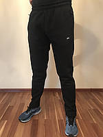 Штаны мужские тёплые спортивные из трикотажной ткани Nike прямые подуженные чёрные темно-синие серые