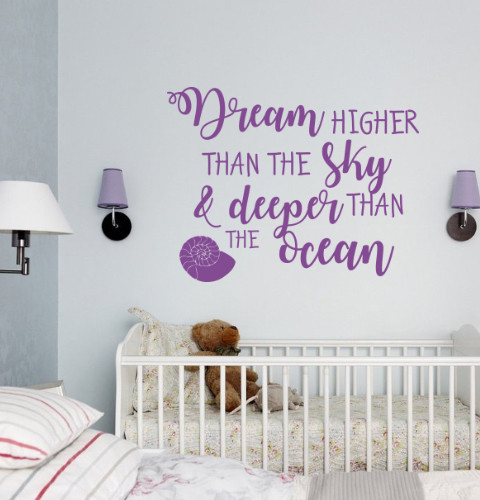 Вінілова наклейка Dream higher (мрії текстові наклейки мотиватори декор дитячої) матова 520х400 мм
