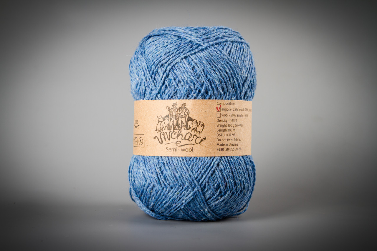 Пряжа з ангорою Vivchari Semi-Wool Angora, Color No.302 блакитний