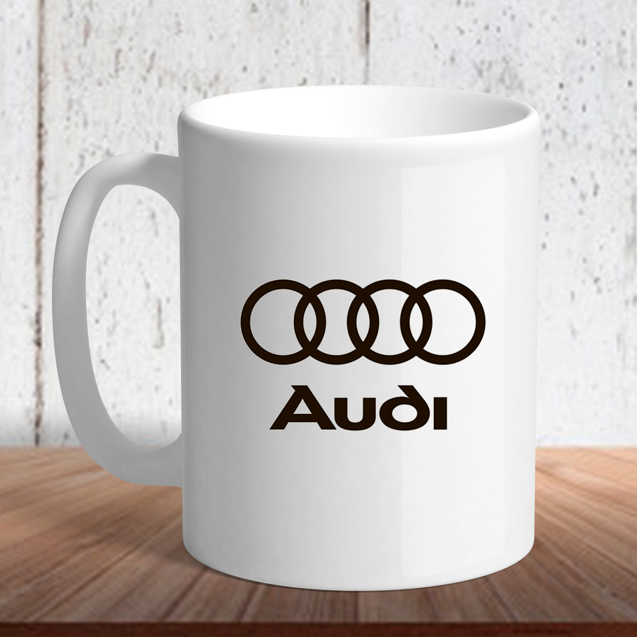 Біла кружка (чашка) з логотипом автомобіля "Audi 5"